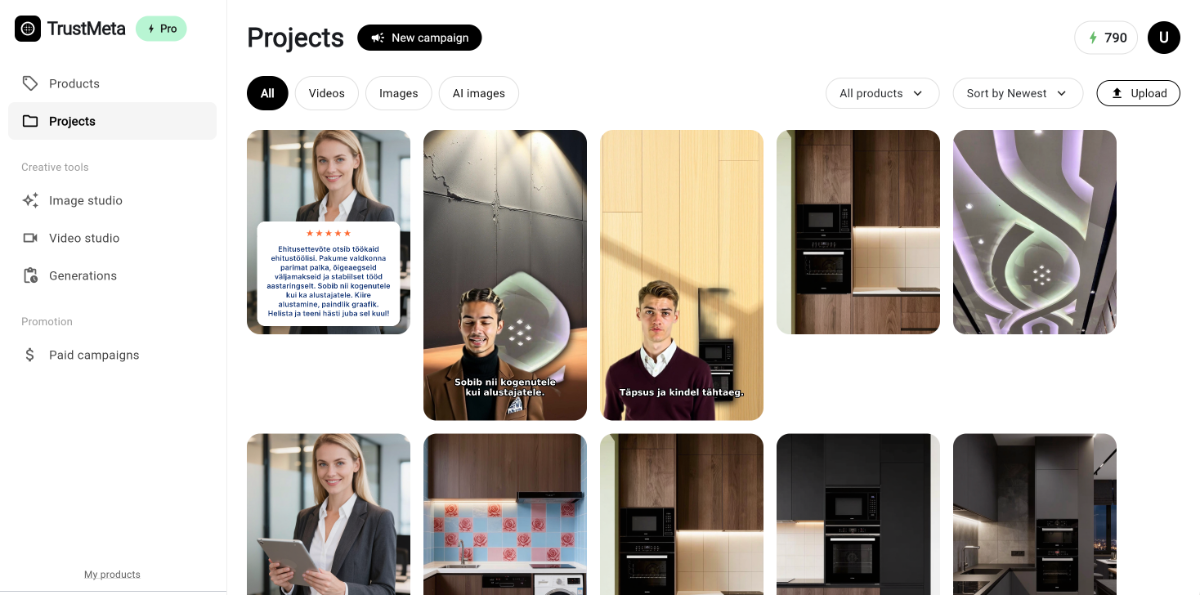 Trustmeta Projects, generated ad creatives